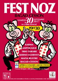 Fest-noz Bagad Cesson-Sévigné. Le samedi 30 septembre 2017 à Cesson-Sévigné. Ille-et-Vilaine.  18H30